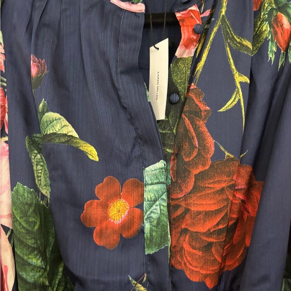 Karen Millen Blue and Pink Wrap Dress with Mock Neck - Picture 7 of 15